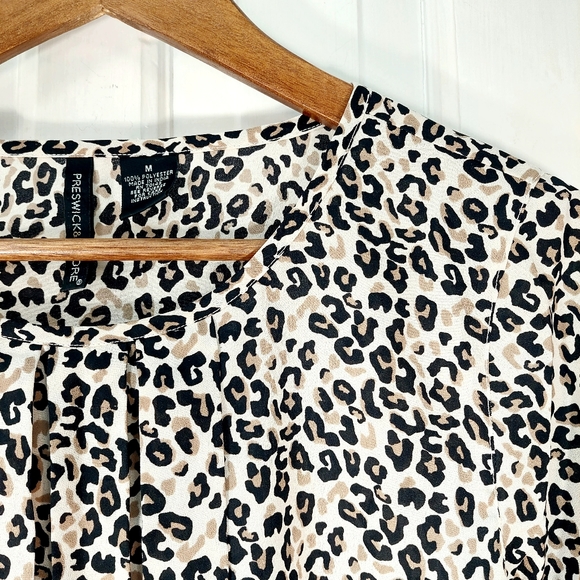 Preswick & Moore Leopard Print Blouse Lightweight Flowy Sz M - Picture 3 of 9
